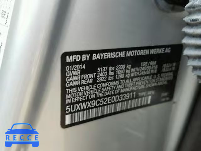 2014 BMW X3 5UXWX9C52E0D33911 Bild 9