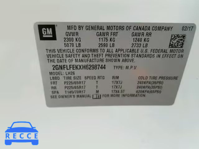 2017 CHEVROLET EQUINOX 2GNFLFEKXH6298744 image 9