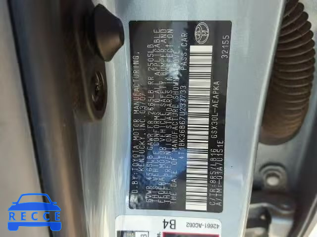 2007 TOYOTA AVALON 4T1BK36B67U233733 image 9