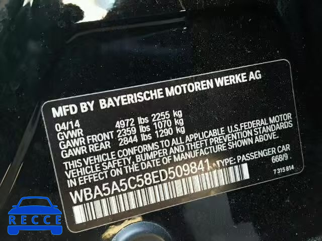 2014 BMW 528 WBA5A5C58ED509841 зображення 9