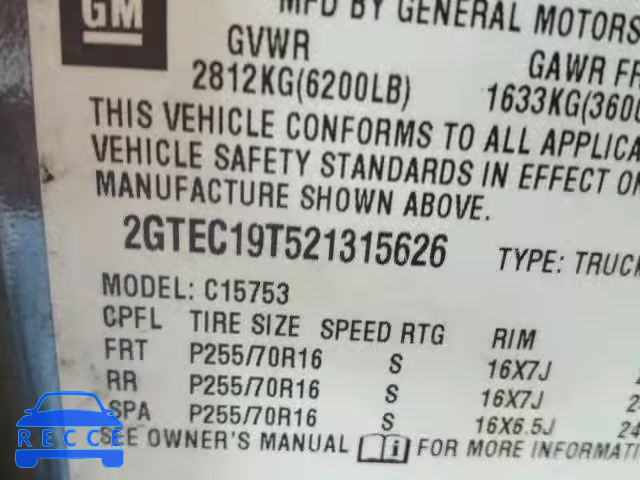 2002 GMC NEW SIERRA 2GTEC19T521315626 image 9