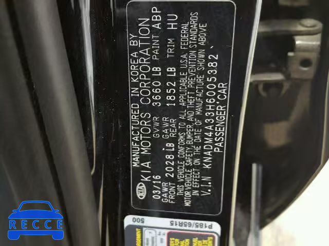 2017 KIA RIO KNADM4A33H6005382 image 9