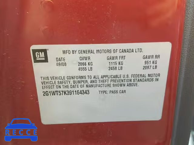 2009 CHEVROLET IMPALA 2G1WT57K391164343 image 9