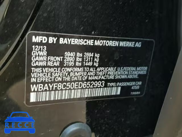 2014 BMW 750 WBAYF8C50ED652993 image 9