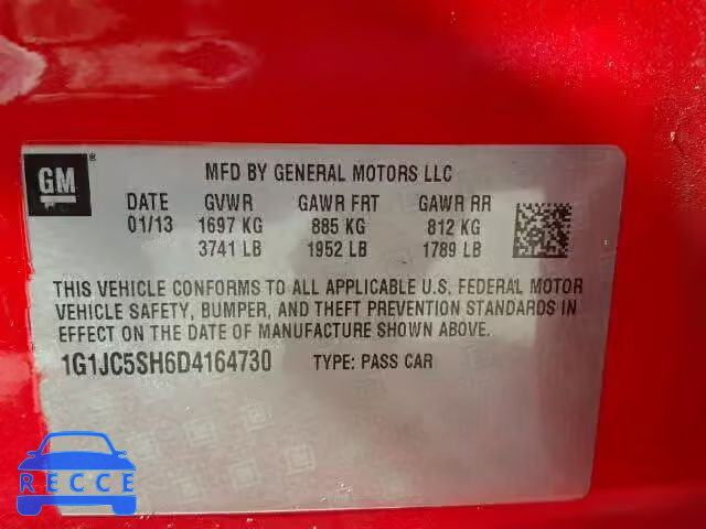 2013 CHEVROLET SONIC 1G1JC5SH6D4164730 image 9