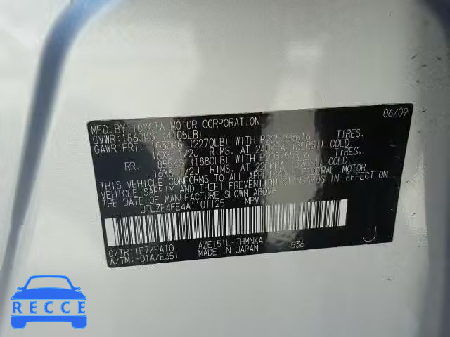 2010 TOYOTA SCION JTLZE4FE4A1101125 image 9