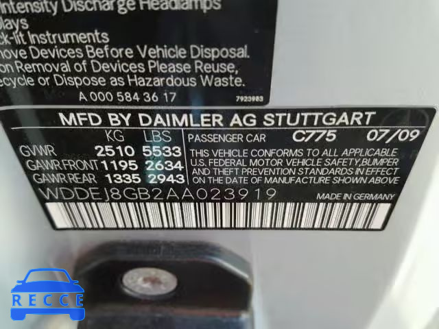 2010 MERCEDES-BENZ CL WDDEJ8GB2AA023919 Bild 9