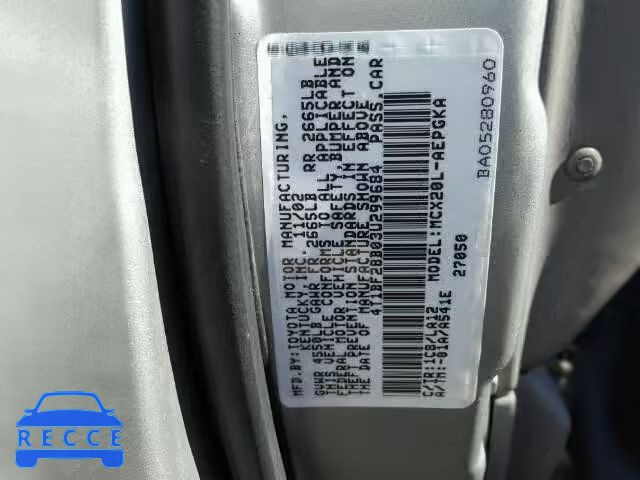 2003 TOYOTA AVALON 4T1BF28B03U299684 image 9