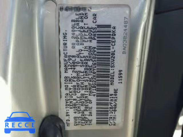 2000 TOYOTA CAMRY 4T1BG22K0YU658299 image 9