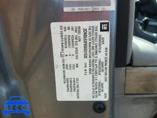 2005 CHEVROLET EQUINOX 2CNDL63F856031535 image 9