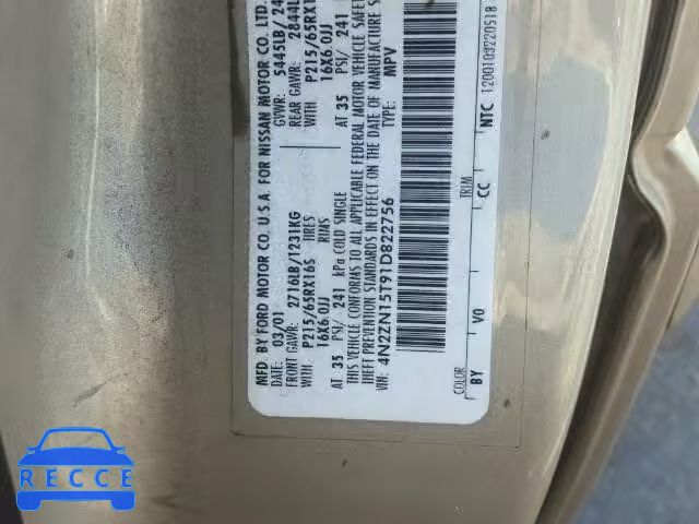 2001 NISSAN QUEST 4N2ZN15T91D822756 image 9