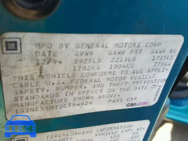 1995 PONTIAC GRAND AM 1G2NE55M7SC754924 image 9