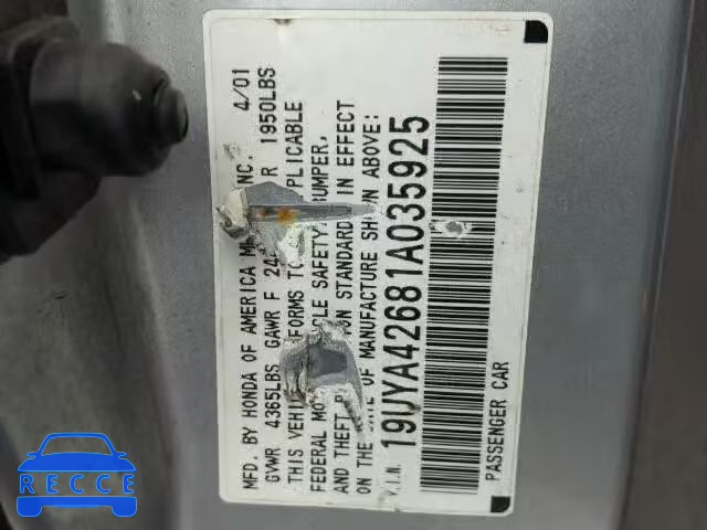 2001 ACURA 3.2CL 19UYA42681A035925 image 9