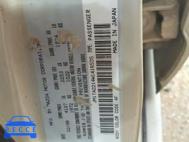 1998 MAZDA MILLENIA JM1TA2214W1416535 image 9