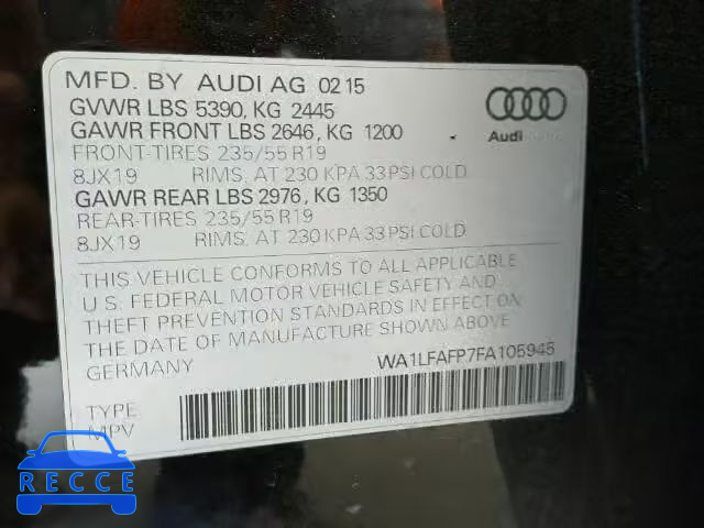 2015 AUDI Q5 WA1LFAFP7FA105945 image 9