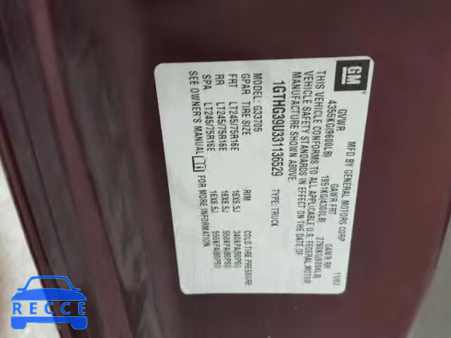 2003 GMC SAVANA 1GTHG39U331136529 image 9