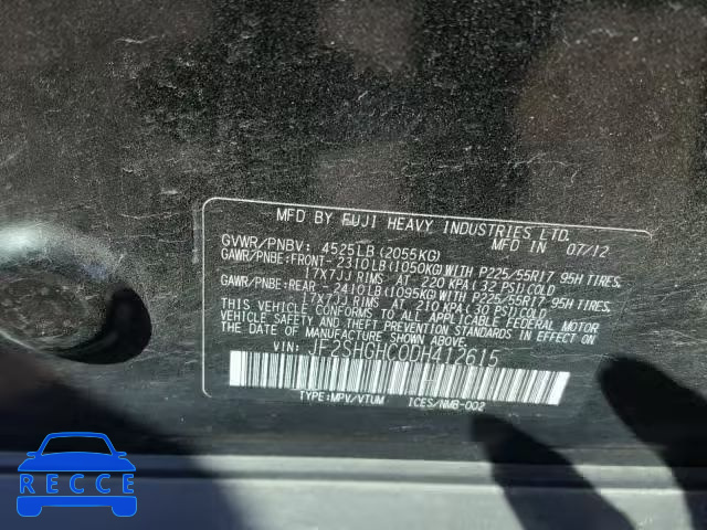 2013 SUBARU FORESTER JF2SHGHC0DH412615 image 9