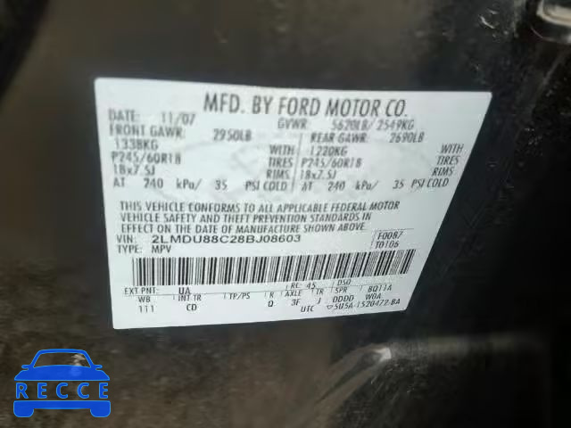 2008 LINCOLN MKX 2LMDU88C28BJ08603 Bild 9