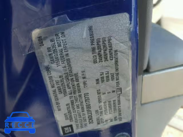 2006 CHEVROLET EQUINOX 2CNDL23F066175770 image 9