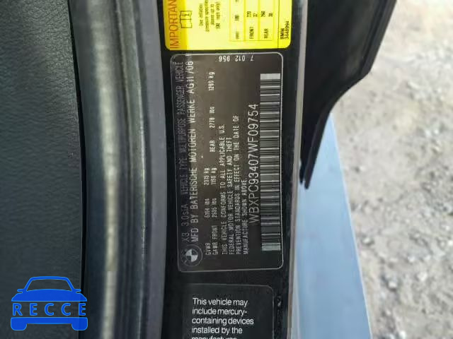 2007 BMW X3 WBXPC93407WF09754 image 9