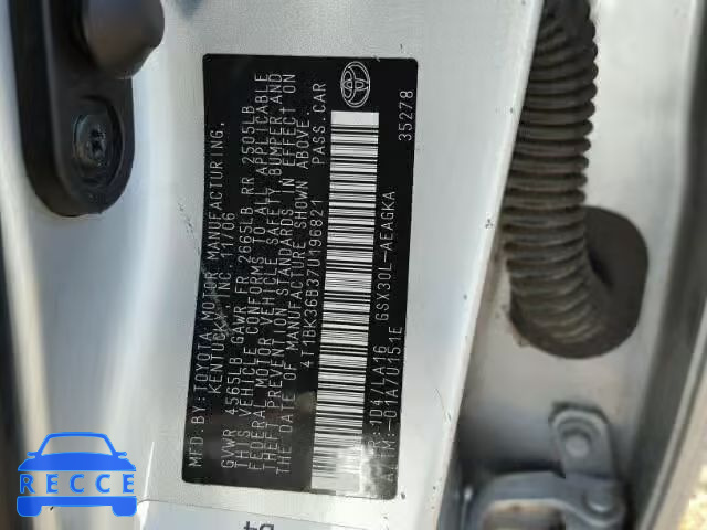 2007 TOYOTA AVALON 4T1BK36B37U196821 image 9