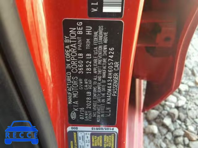 2017 KIA RIO KNADM4A34H6057426 image 9