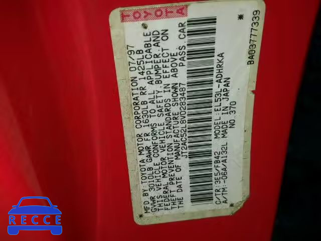 1997 TOYOTA TERCEL JT2AC52L8V0283487 image 9
