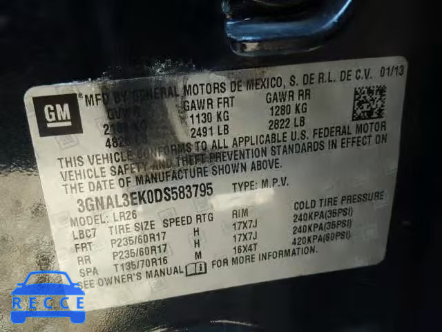 2013 CHEVROLET CAPTIVA 3GNAL3EK0DS583795 image 9