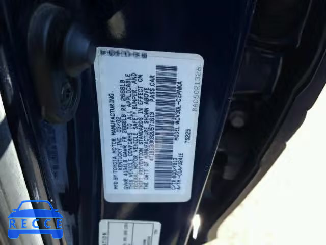 2002 TOYOTA CAMRY 4T1BE30K82U571613 image 9