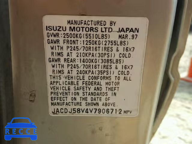 1997 ISUZU TROOPER JACDJ58V4V7906712 image 9