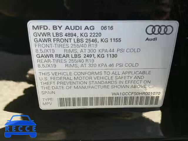 2017 AUDI Q3 WA1GCCFS0HR001070 Bild 9