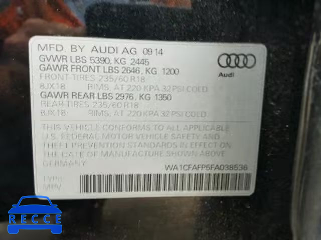 2015 AUDI Q5 WA1CFAFP5FA038536 зображення 9