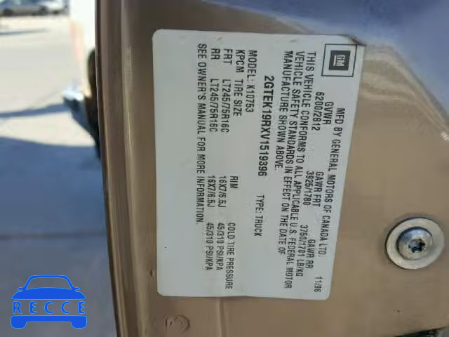 1997 GMC SIERRA 2GTEK19RXV1519396 image 9