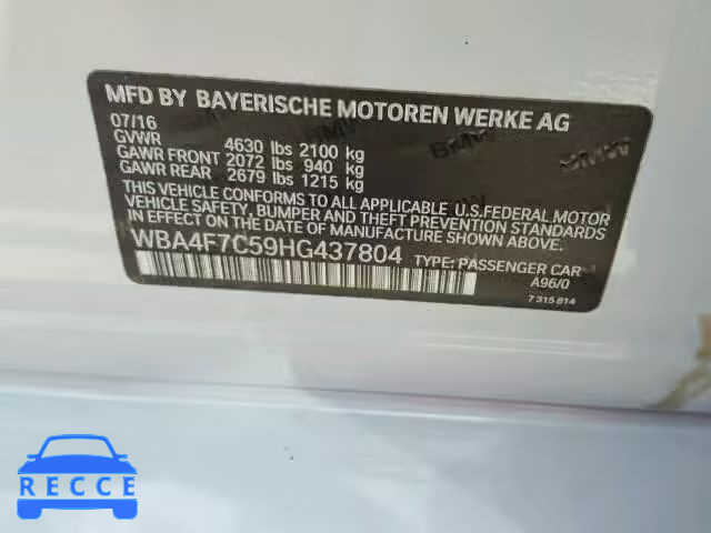 2017 BMW 430I WBA4F7C59HG437804 зображення 9