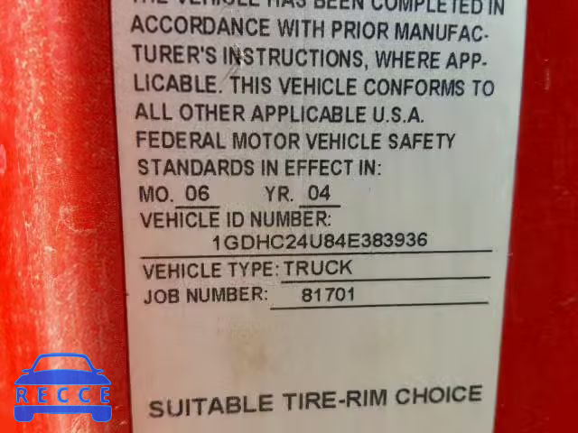 2004 GMC SIERRA 1GDHC24U84E383936 image 9