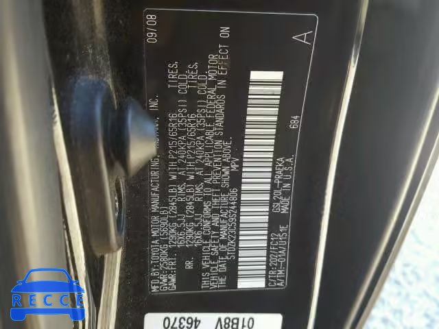 2009 TOYOTA SIENNA 5TDZK23C59S244806 image 9