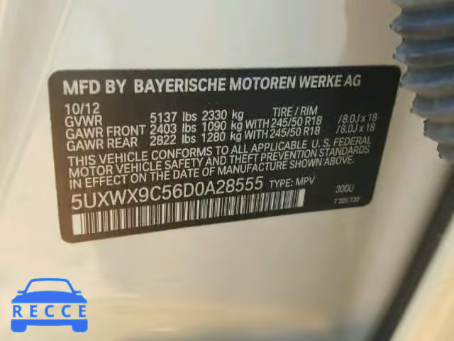 2013 BMW X3 5UXWX9C56D0A28555 зображення 9