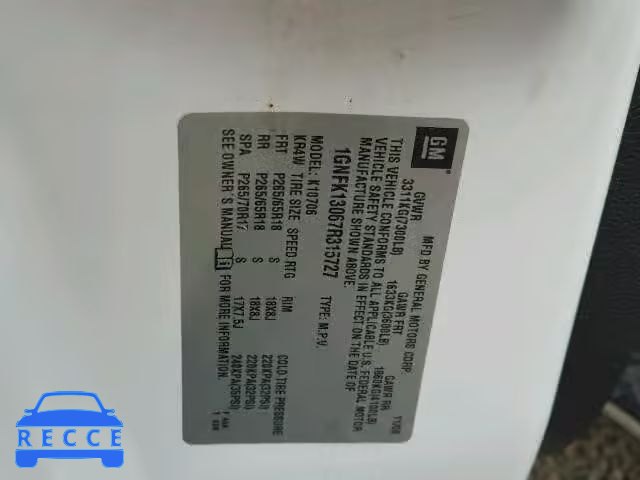 2007 CHEVROLET TAHOE 1GNFK13067R315727 image 9