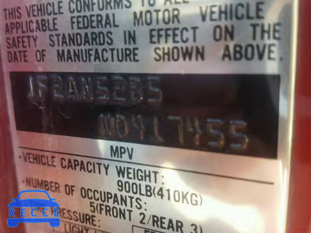 1992 SUBARU LOYALE JF2AN52B5ND417455 image 9