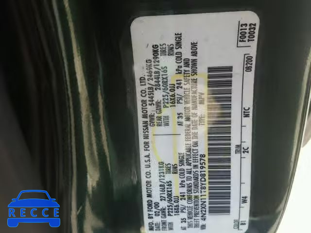 2000 NISSAN QUEST 4N2XN11T8YD819578 image 9