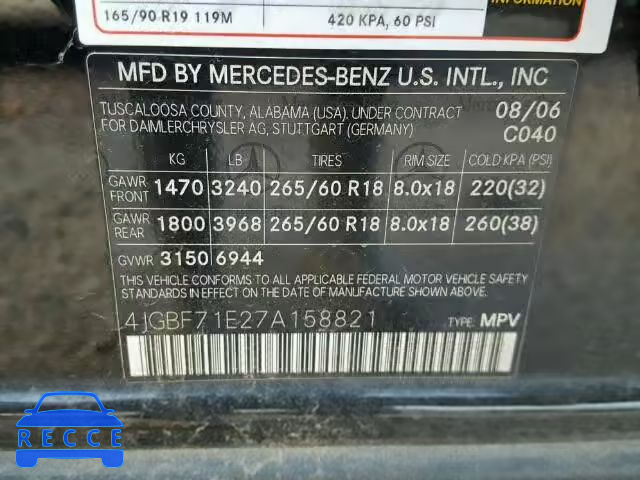 2007 MERCEDES-BENZ GL 4JGBF71E27A158821 зображення 9