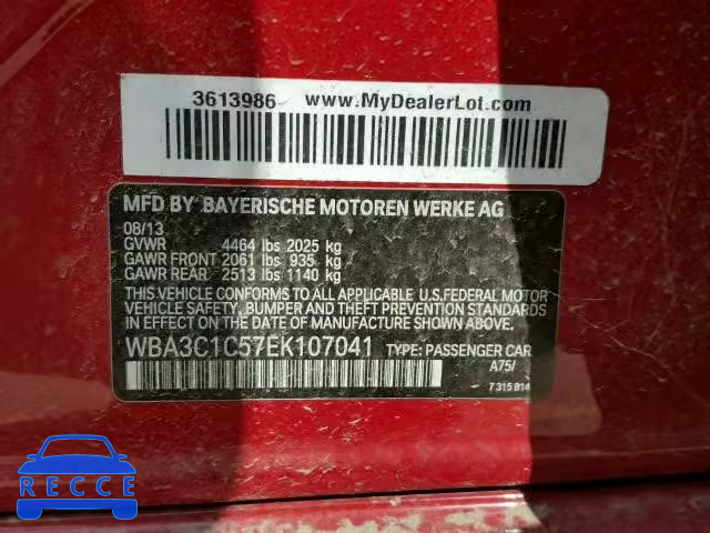 2014 BMW 328 WBA3C1C57EK107041 зображення 9