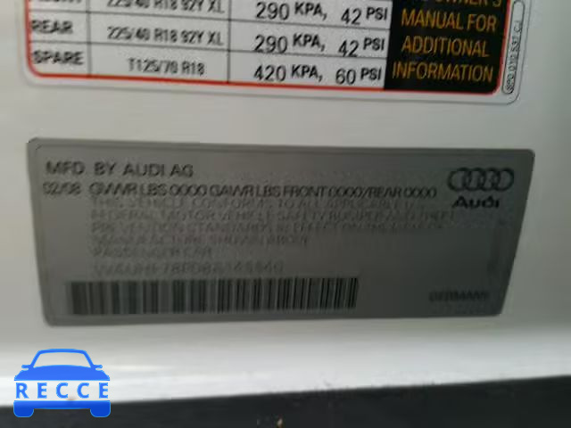 2008 AUDI A3 WAUHF78P08A145540 зображення 9