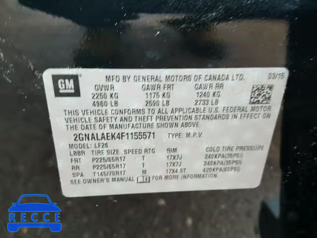 2015 CHEVROLET EQUINOX 2GNALAEK4F1155571 image 9