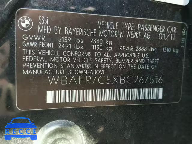 2011 BMW 535 WBAFR7C5XBC267516 Bild 9