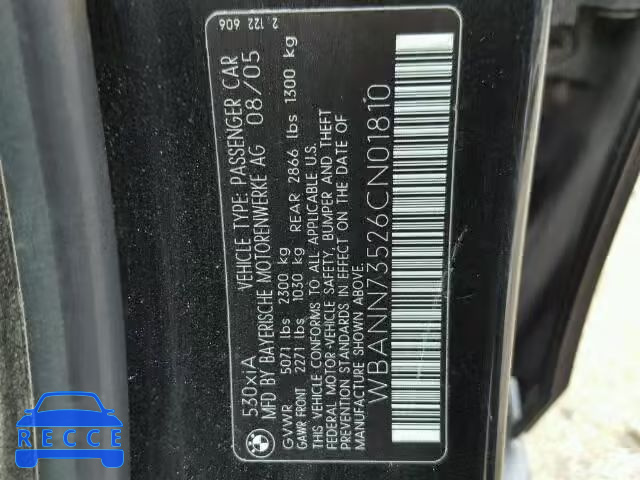 2006 BMW 530 WBANN73526CN01810 image 9