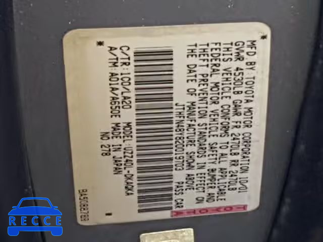 2002 LEXUS SC JTHFN48Y820019703 image 9