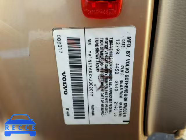1999 VOLVO C70 YV1NC56DXXJ002017 image 9