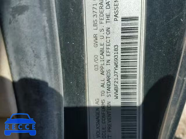 2000 VOLKSWAGEN GOLF WVWBF21J7YW693183 Bild 9