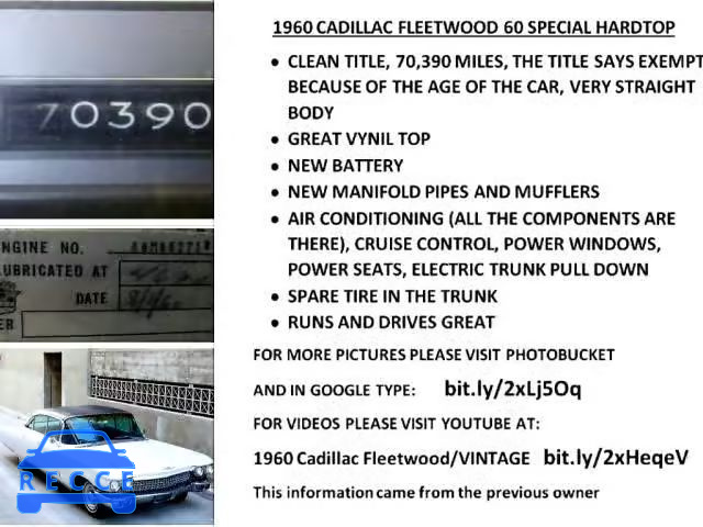 1960 CADILLAC FLEETWOOD 60M052718 image 10